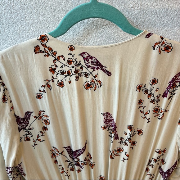 DR2 By Daniel Rain Ivory Bird Print Long Sleeve Dress - Picture 12 of 13